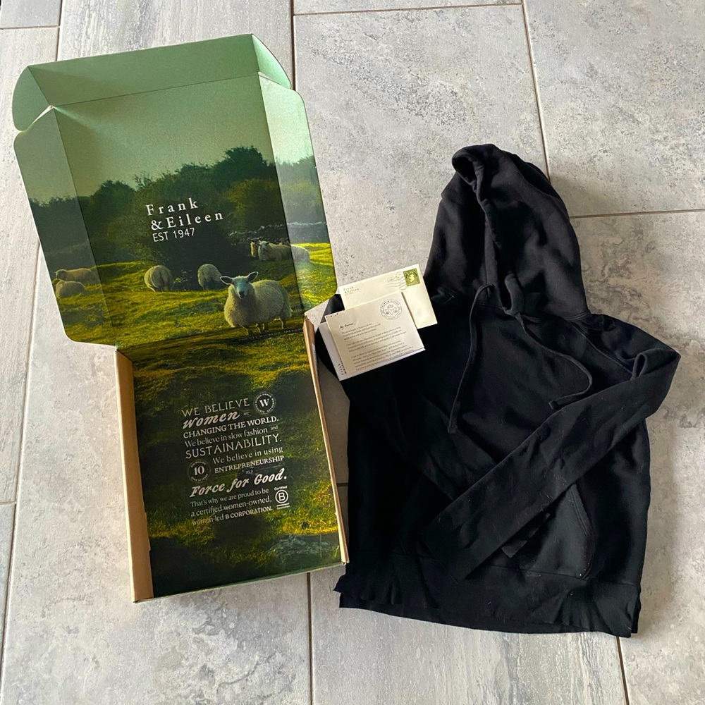 Frank and Eileen Black Ragged Edge Hoodie - runs small.